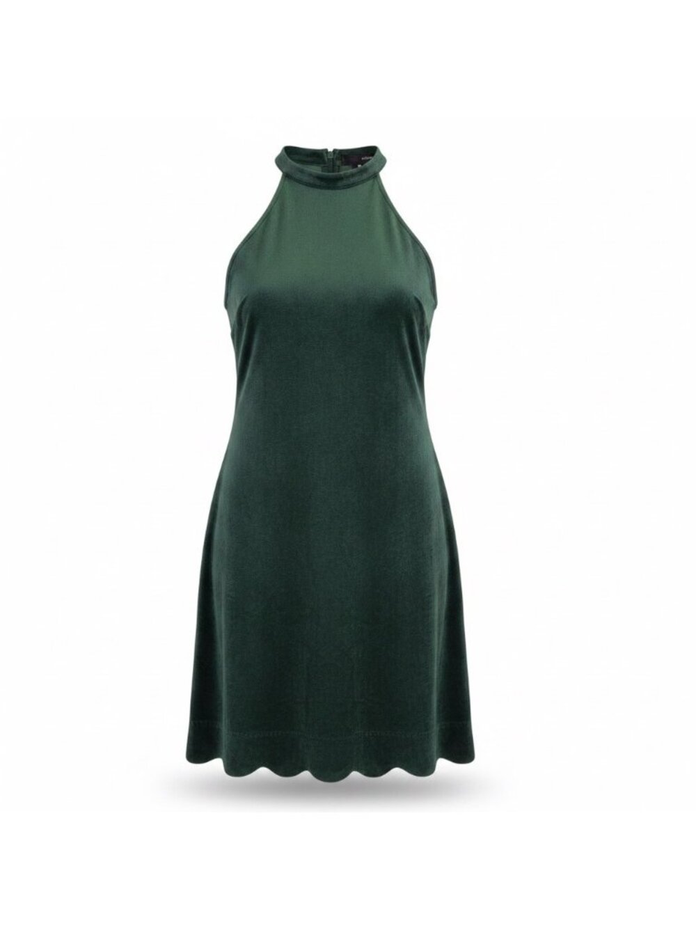 Aqua Womens Green Polyester/Spandex High Neck Halter Scallop Hemline Dress Sz M